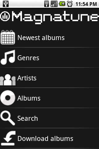 The initial screen you see when the application is launched.