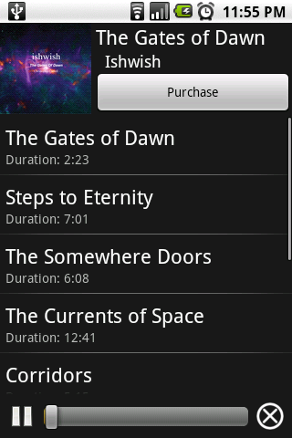 When a song is selected, it will be downloaded and played straight away.